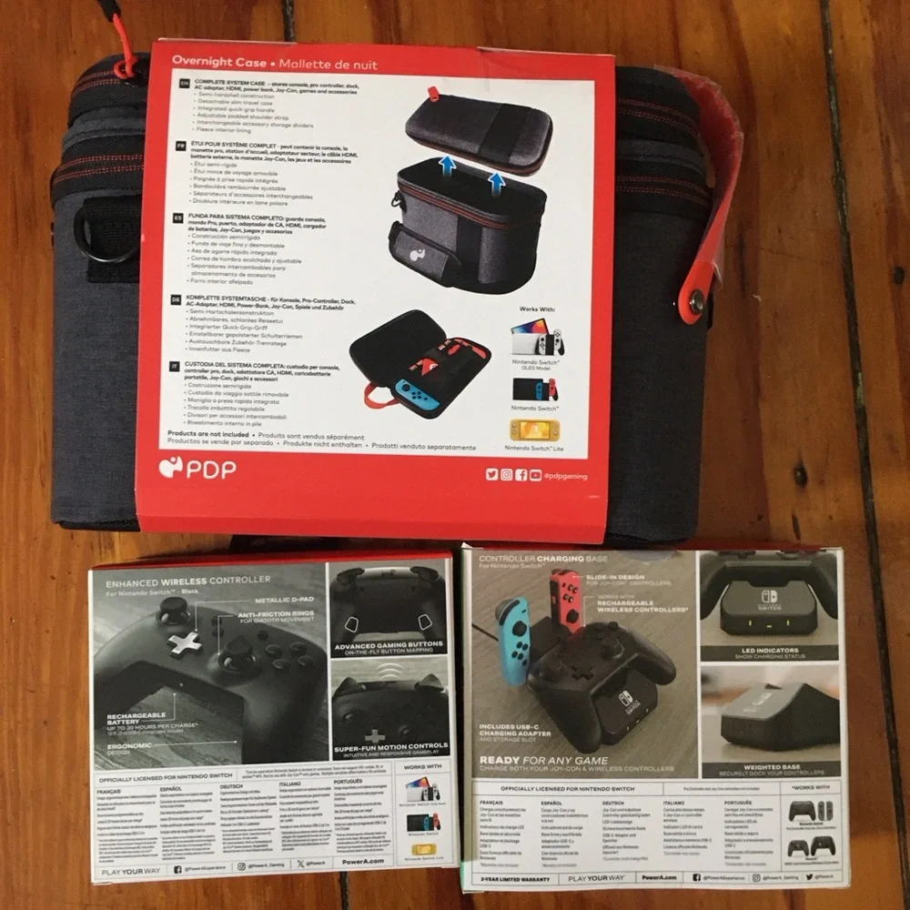 NIB PowerA Nintendo Switch Charger Controller and Travel Case Accessories Bundle